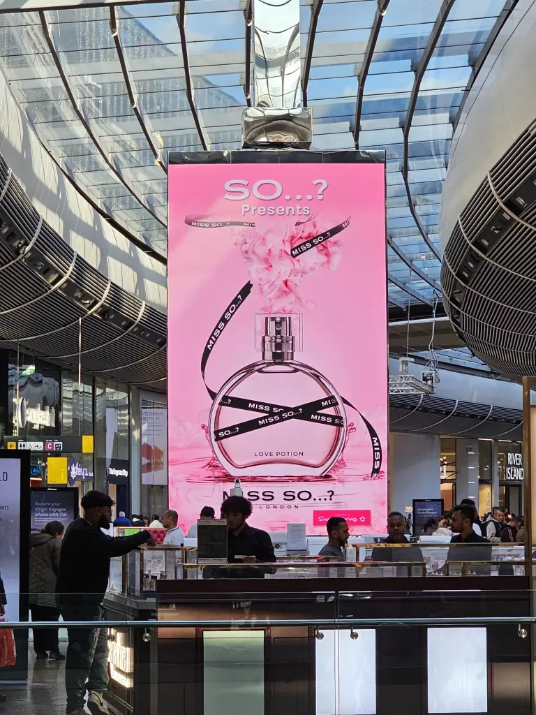 retail beauty campaign design Aura Westfield mall