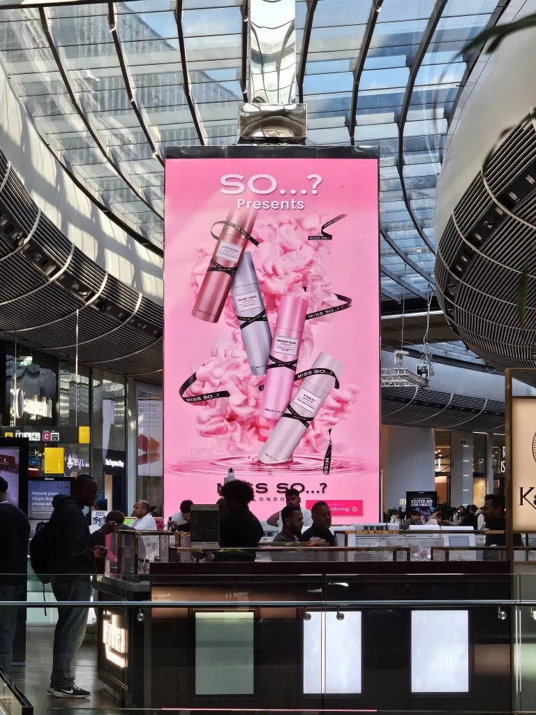 shopping mall digital advertising beauty brand visuals