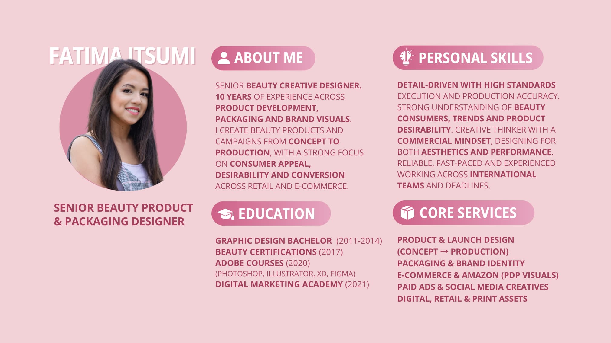 Freelance Beauty Brand Designer | Luxury Cosmetic Branding & Packaging. Cosmetic Branding Expert | About Fatima Itsumi