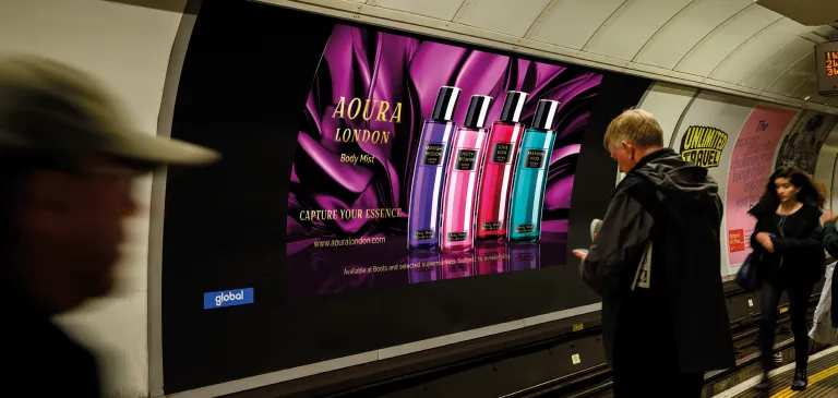 beauty campaign visuals for transit advertising